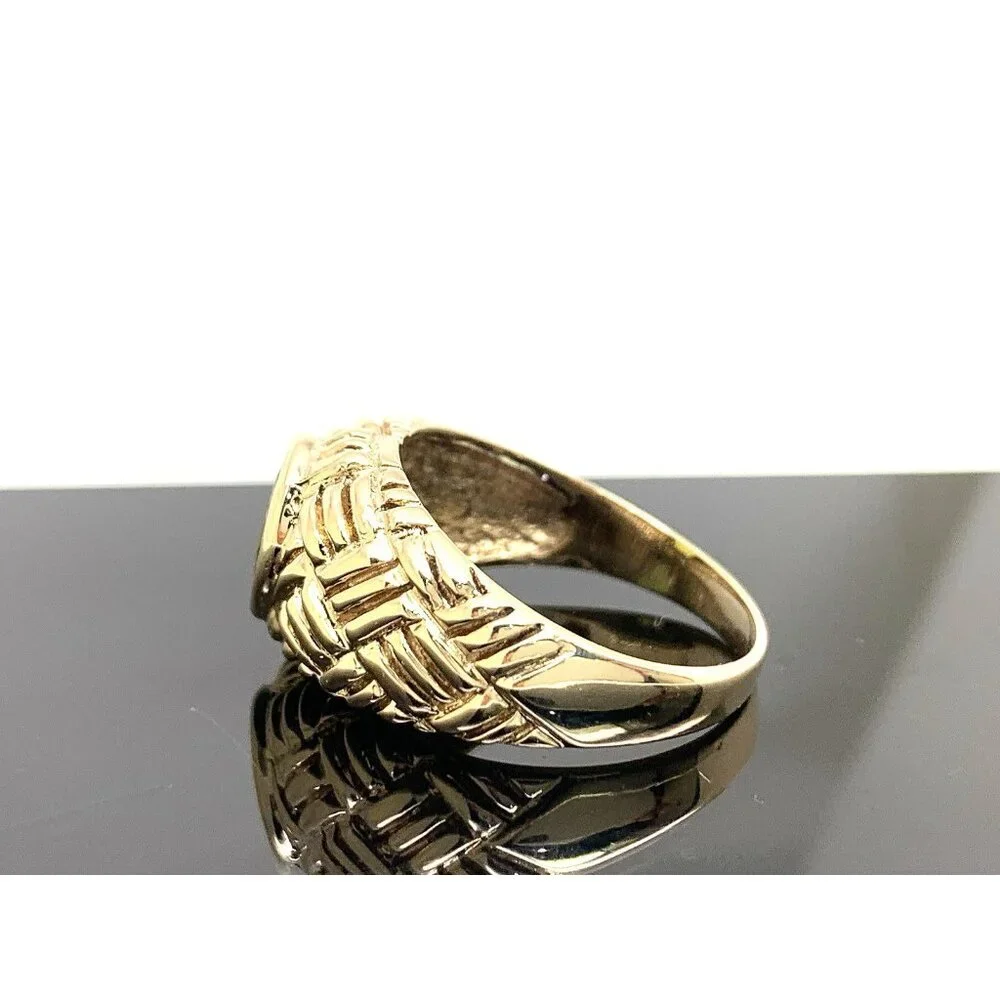 Green Gemstone Cocktail Ring 10k Yellow Gold Estate Jewelry Women's Size 8.75